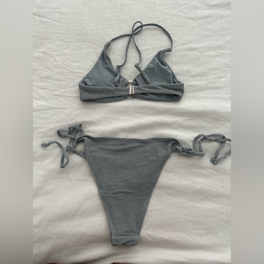 Slate Blue Textured Bikini Set - Picture 2 of 3